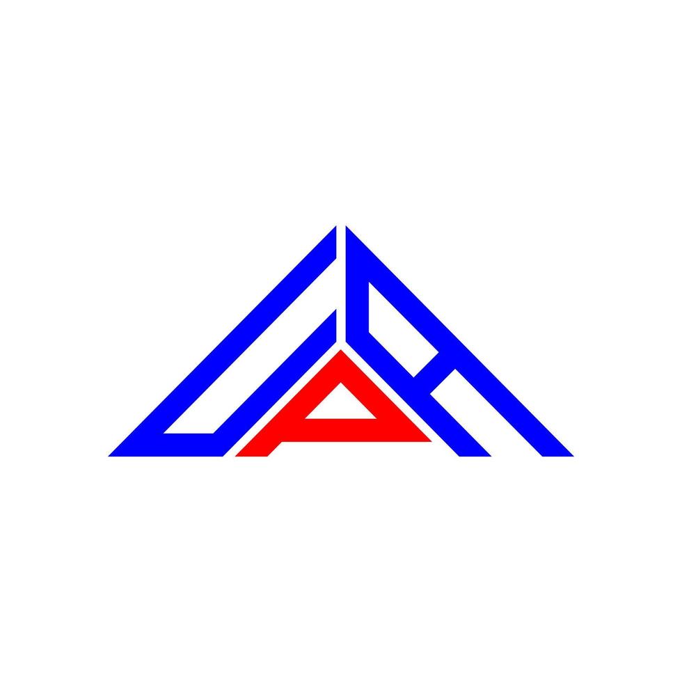 diseño creativo del logotipo de letra upa con gráfico vectorial, logotipo simple y moderno upa en forma de triángulo. vector