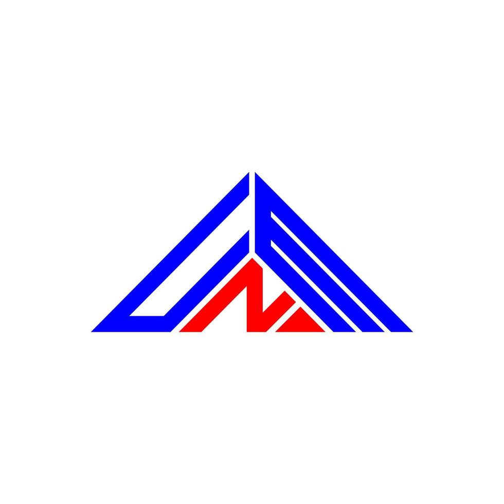 diseño creativo del logotipo de la letra unm con gráfico vectorial, logotipo simple y moderno de unm en forma de triángulo. vector