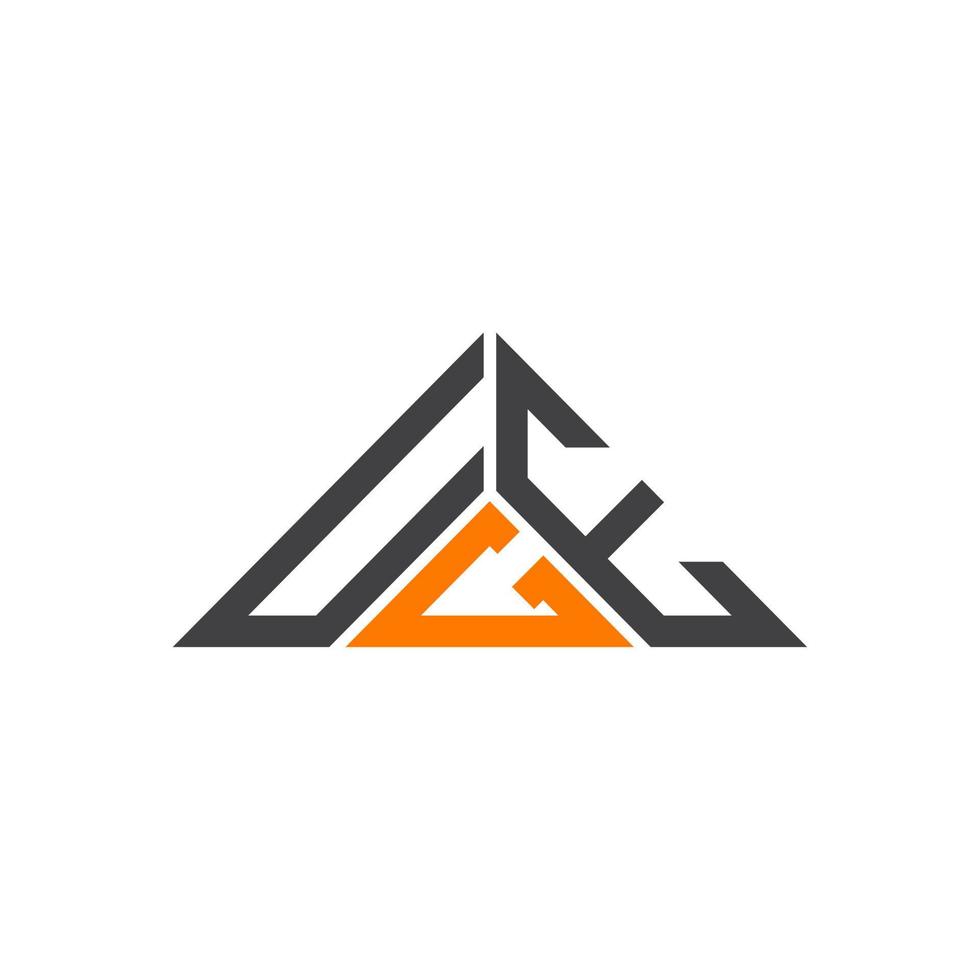 diseño creativo de logotipo de letra uge con gráfico vectorial, logotipo simple y moderno de uge en forma de triángulo. vector