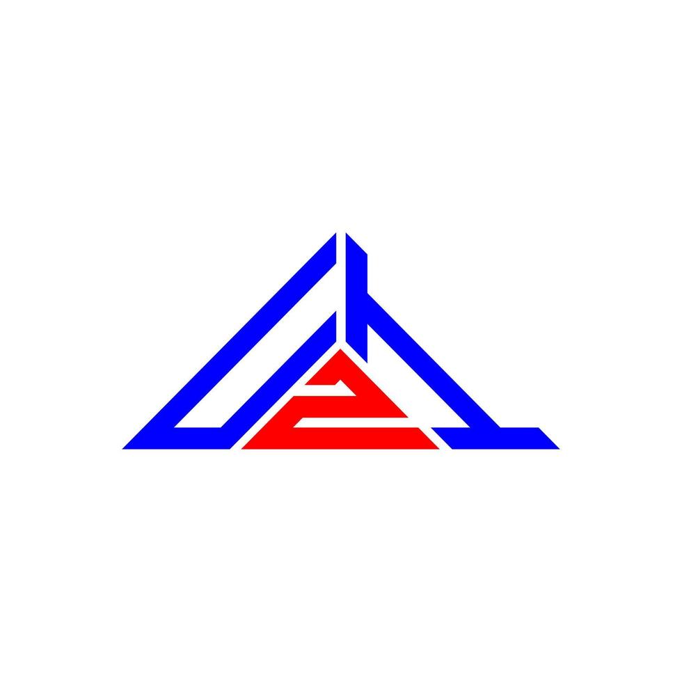 Diseño creativo del logotipo de la letra uzi con gráfico vectorial, logotipo simple y moderno de uzi en forma de triángulo. vector