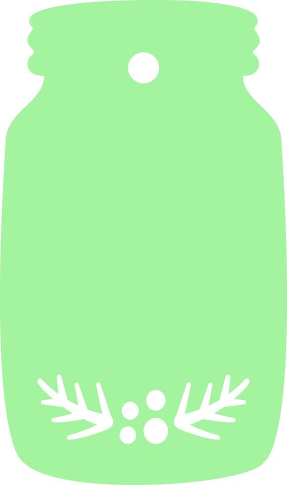 A tag in the form of a jar with Christmas tree branches. vector