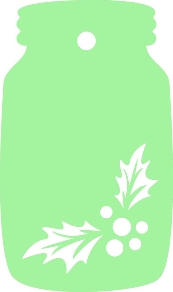 Tag in the form of a jar with Christmas berries and leaves. vector