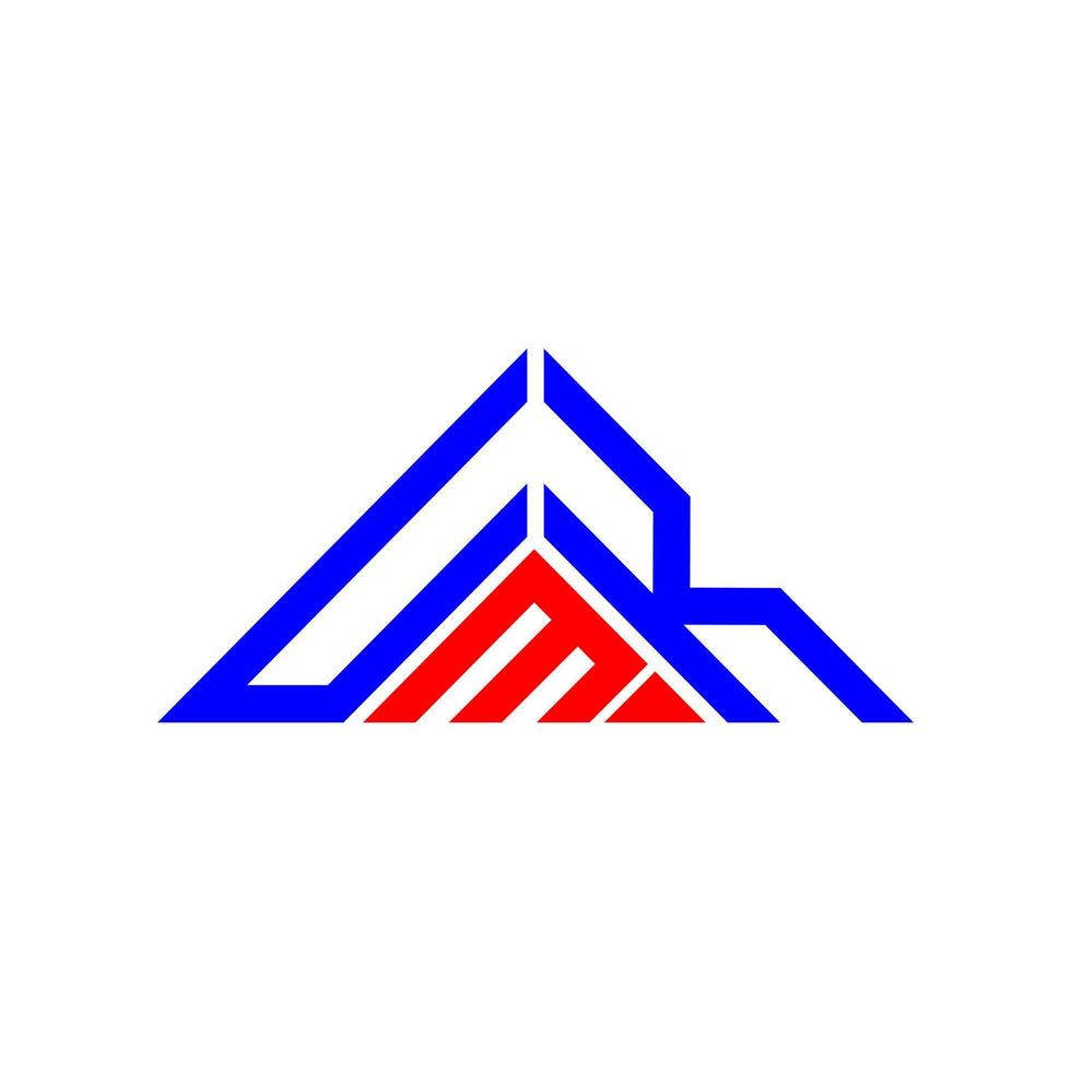 UMK letter logo creative design with vector graphic, UMK simple and modern logo in triangle shape.