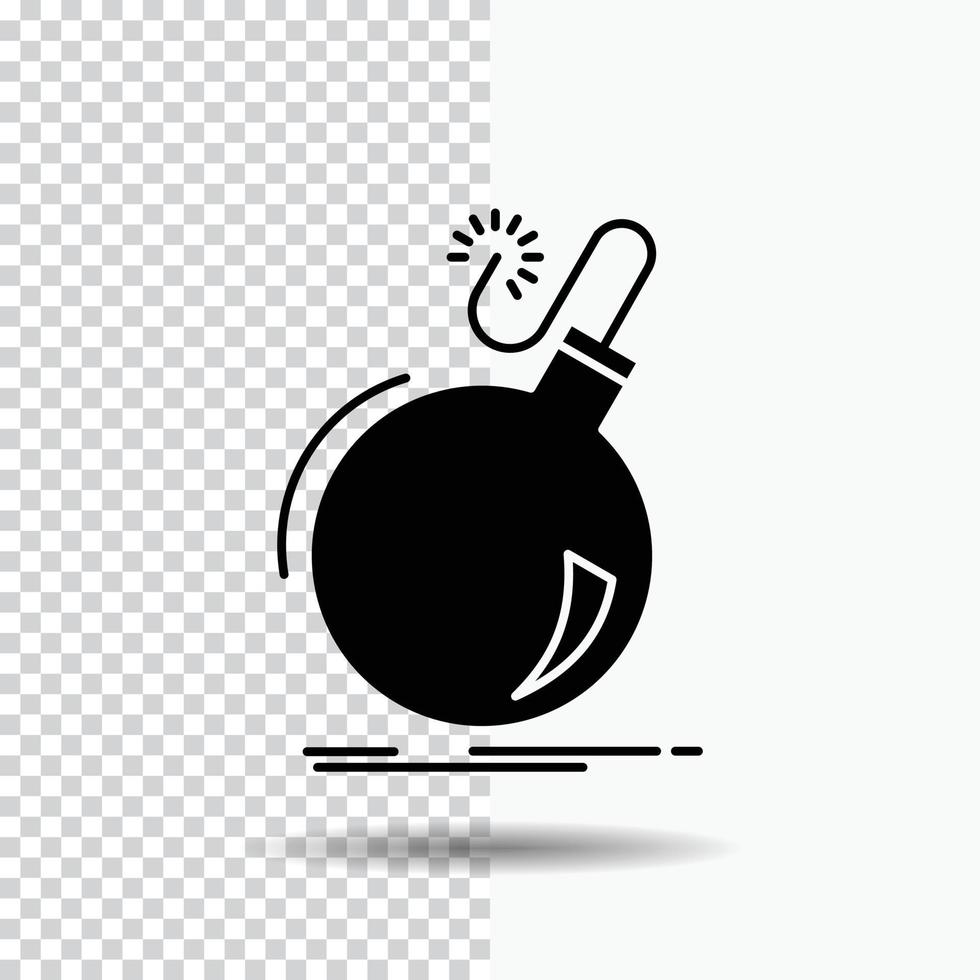 Bomb. boom. danger. ddos. explosion Glyph Icon on Transparent Background. Black Icon vector