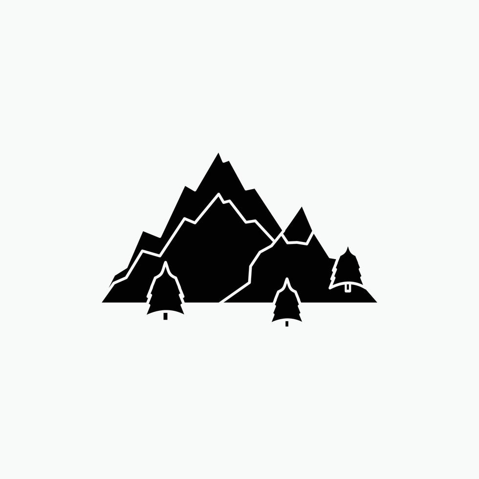 mountain. landscape. hill. nature. tree Glyph Icon. Vector isolated illustration