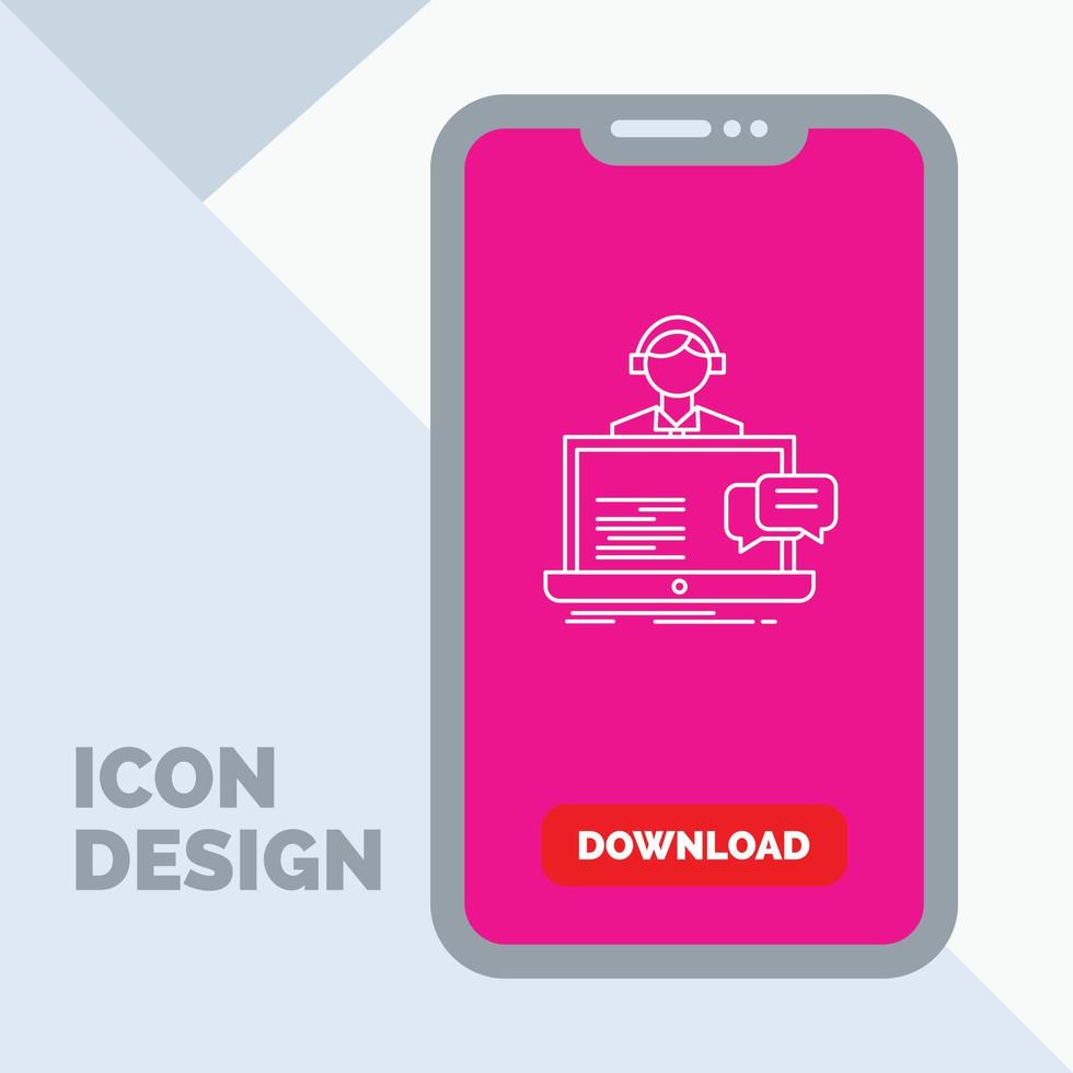 apoyo. charlar. cliente. Servicio. icono de la línea de ayuda en el móvil para la página de descarga vector