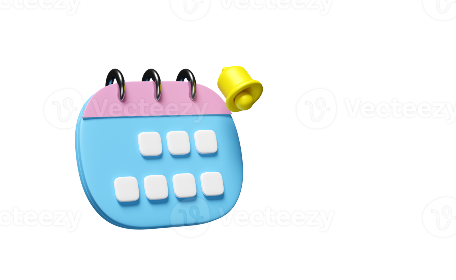 calendrier 3d pour date marquée avec cloche de notification isolée. planifier le concept de rendez-vous, illustration de rendu 3d png