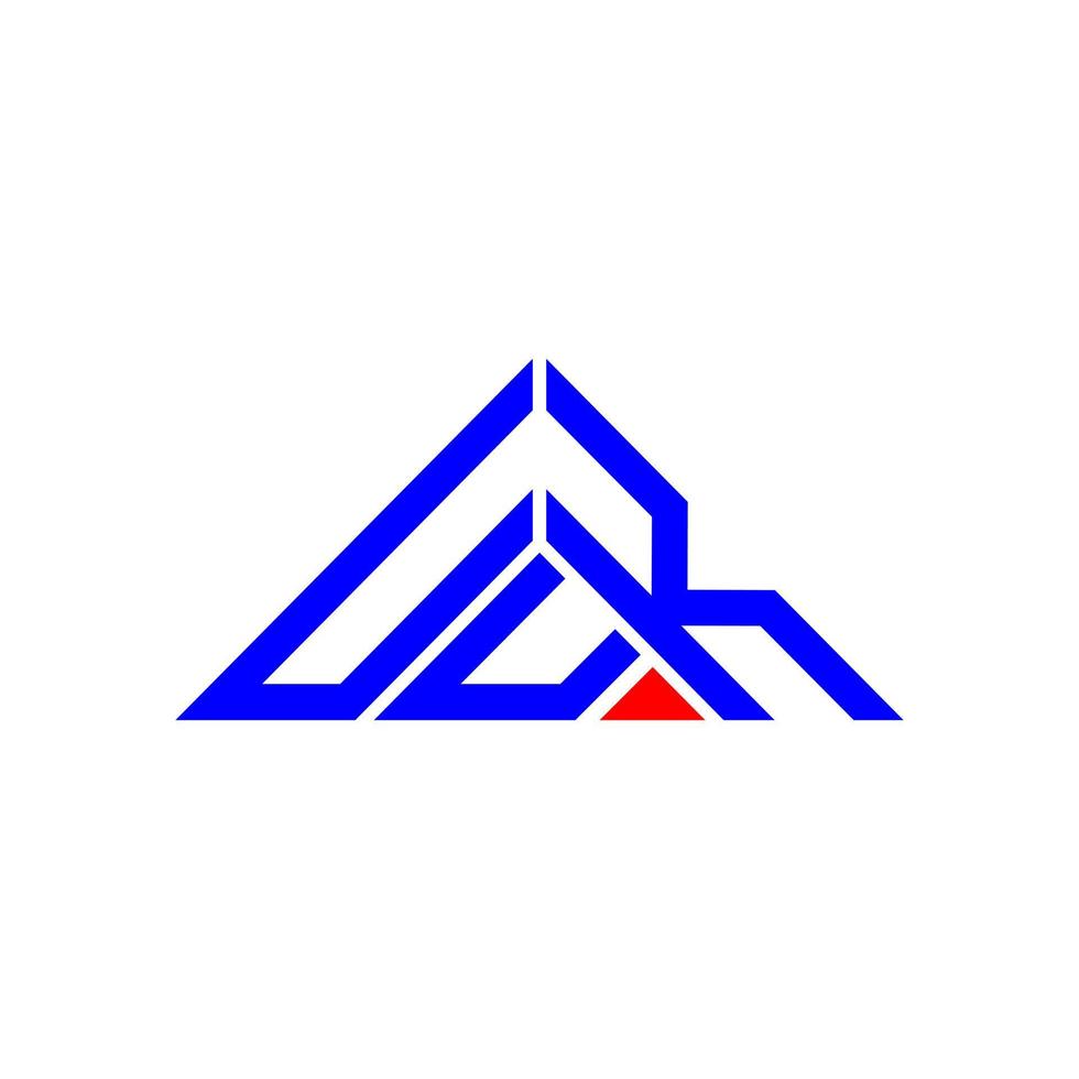 Diseño creativo del logotipo de la letra uuk con gráfico vectorial, uuk logotipo simple y moderno en forma de triángulo. vector