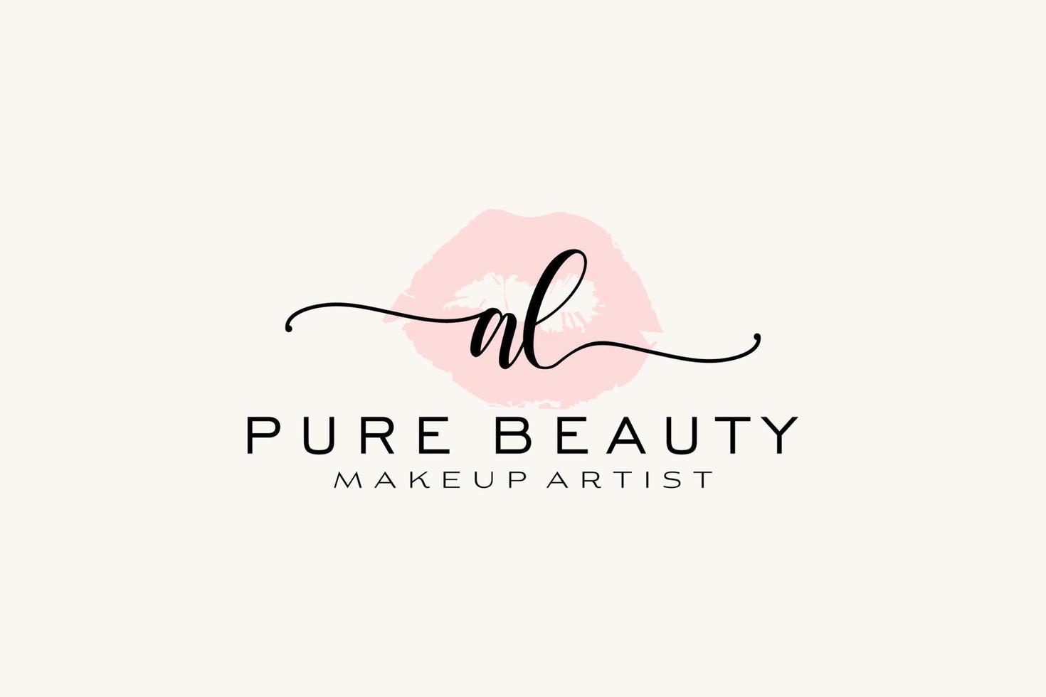 Initial AL Watercolor Lips Premade Logo Design, Logo for Makeup Artist Business Branding, Blush Beauty Boutique Logo Design, Calligraphy Logo with creative template. vector