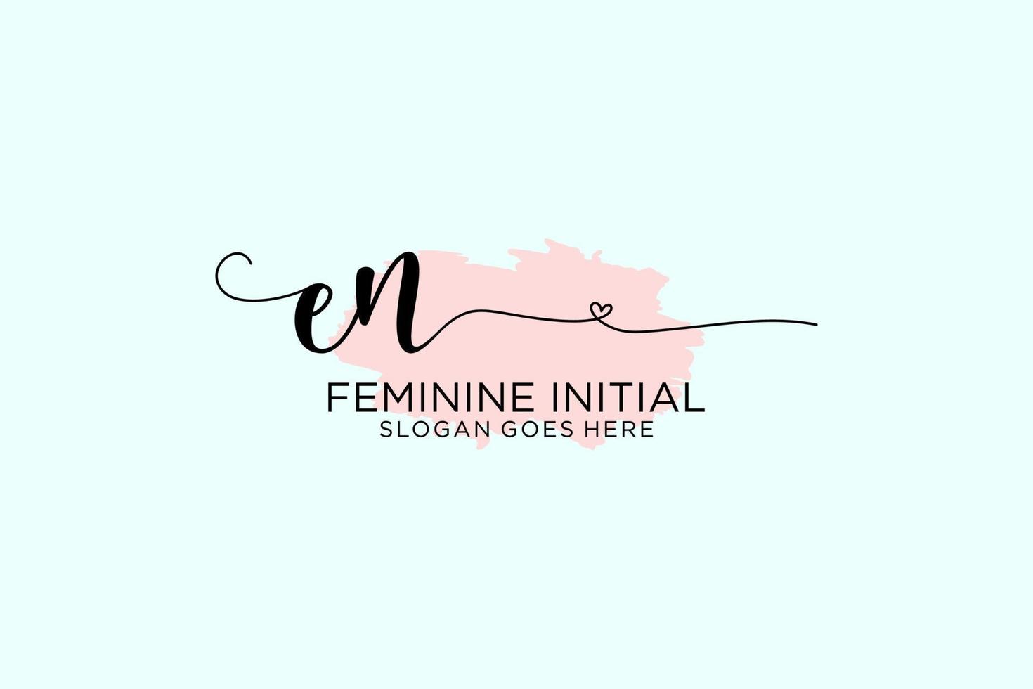 Initial EN beauty monogram and elegant logo design handwriting logo of initial signature, wedding, fashion, floral and botanical with creative template. vector