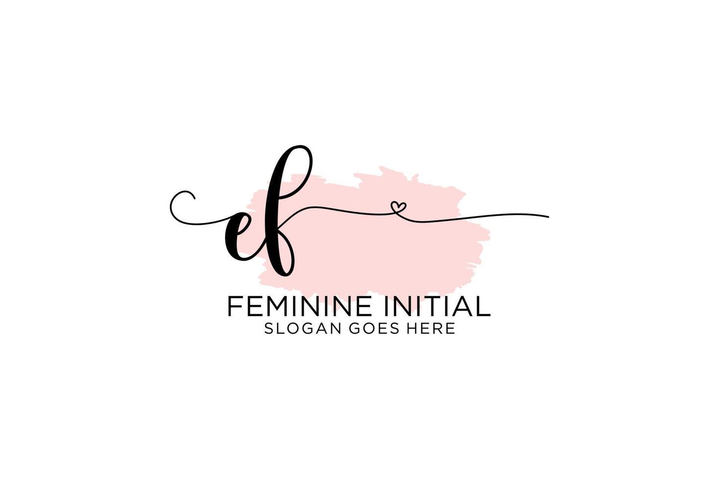 Initial EF beauty monogram and elegant logo design handwriting logo of initial signature, wedding, fashion, floral and botanical with creative template. vector