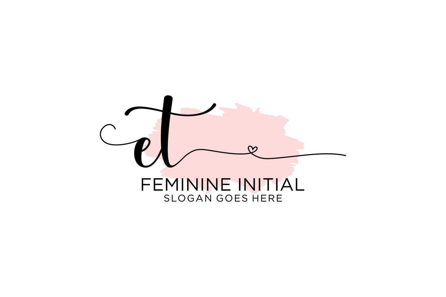 Initial ET beauty monogram and elegant logo design handwriting logo of initial signature, wedding, fashion, floral and botanical with creative template. vector