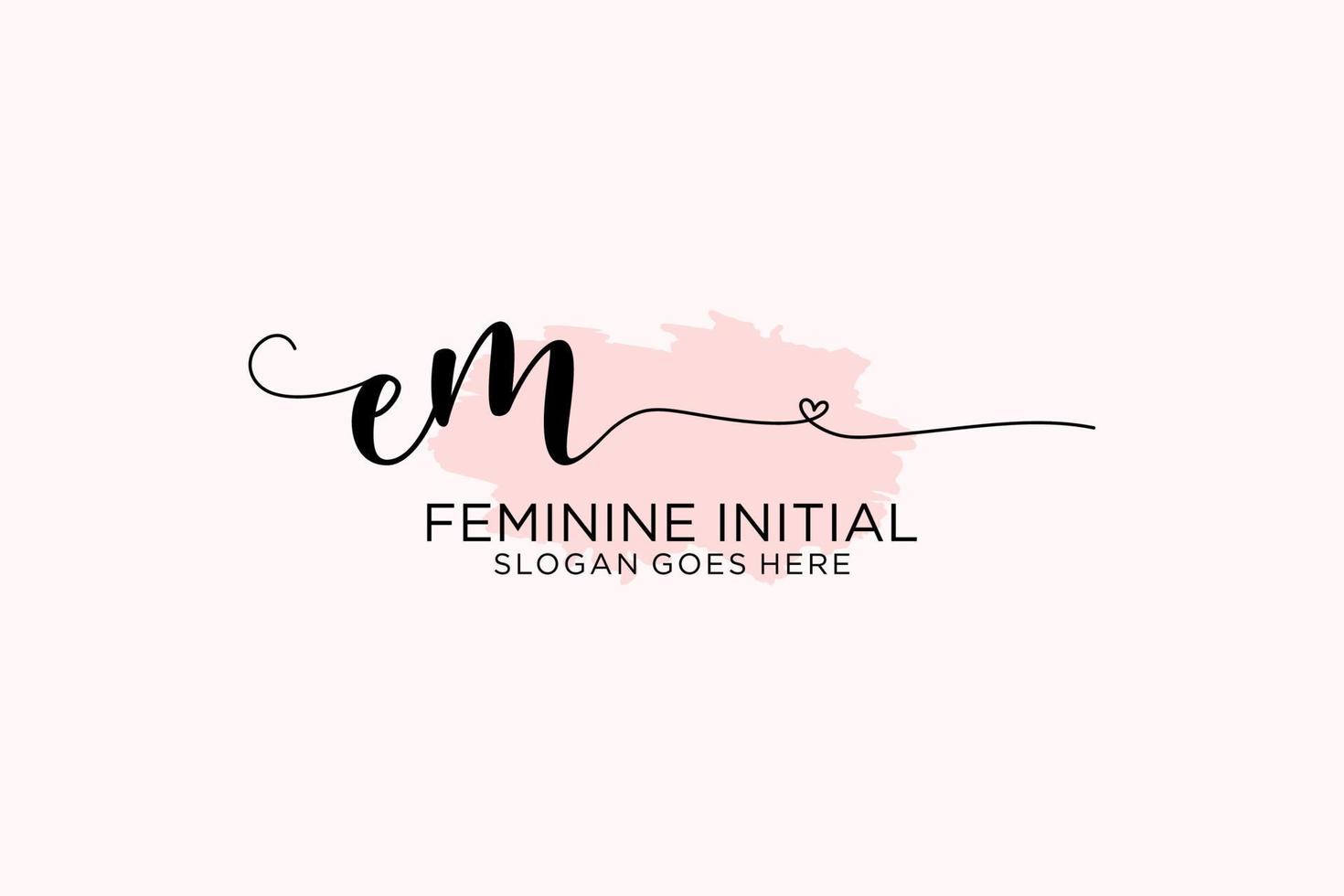 Initial EM beauty monogram and elegant logo design handwriting logo of initial signature, wedding, fashion, floral and botanical with creative template. vector