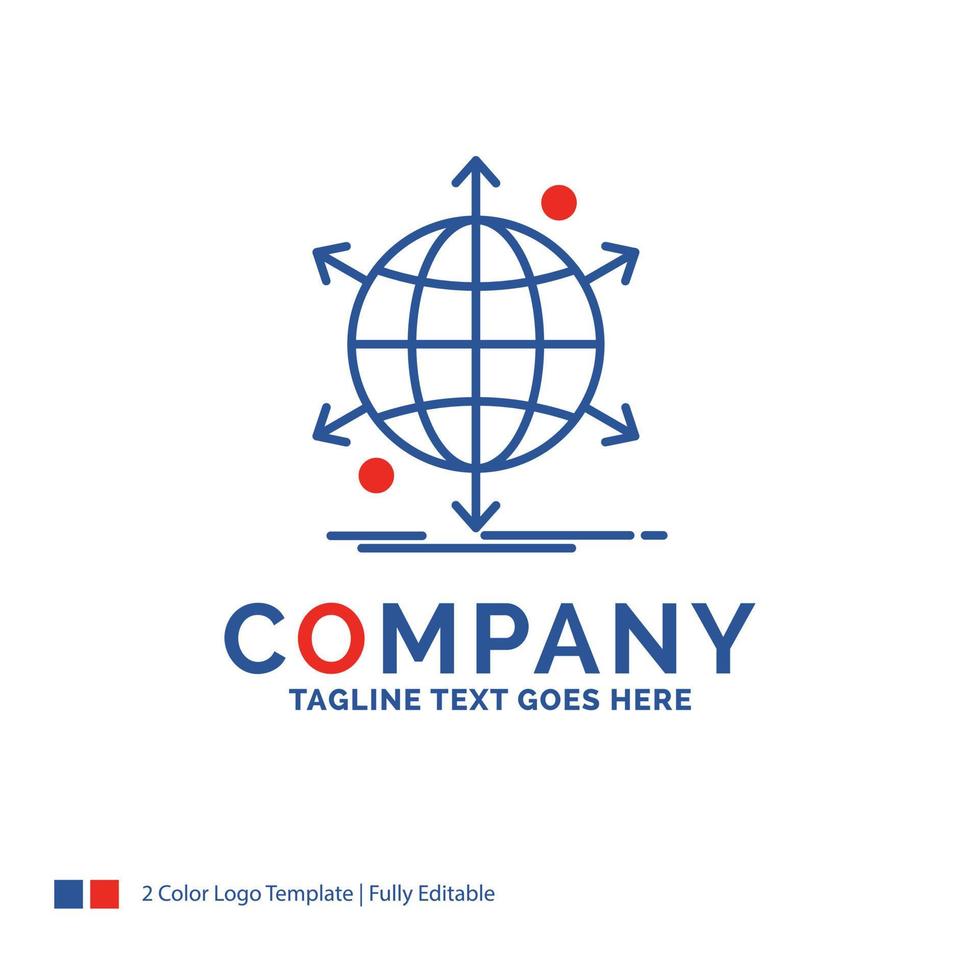 Company Name Logo Design For business. international. net. network. web. Blue and red Brand Name Design with place for Tagline. Abstract Creative Logo template for Small and Large Business. vector