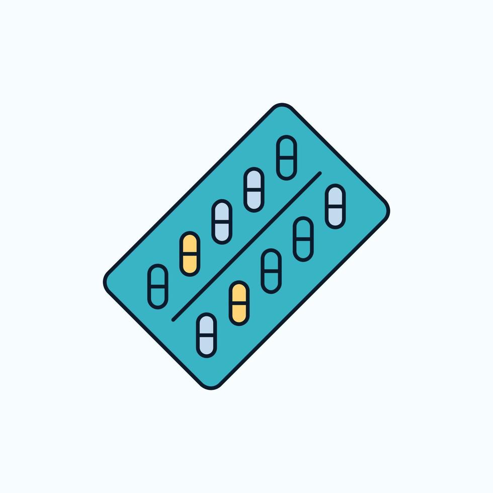 medicine. Pill. drugs. tablet. packet Flat Icon. green and Yellow sign and symbols for website and Mobile appliation. vector illustration