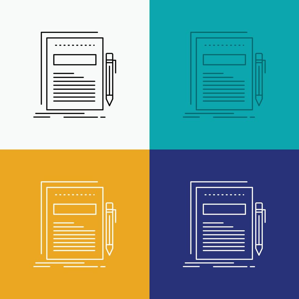 Business. document. file. paper. presentation Icon Over Various Background. Line style design. designed for web and app. Eps 10 vector illustration