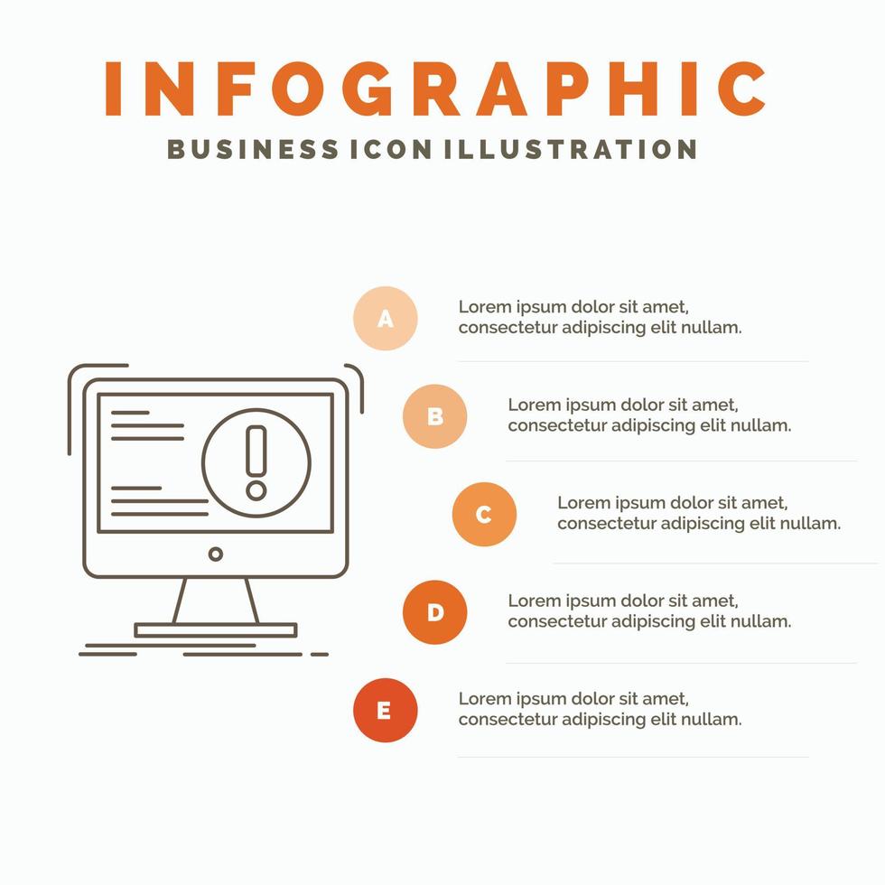 Alert. antivirus. attack. computer. virus Infographics Template for Website and Presentation. Line Gray icon with Orange infographic style vector illustration