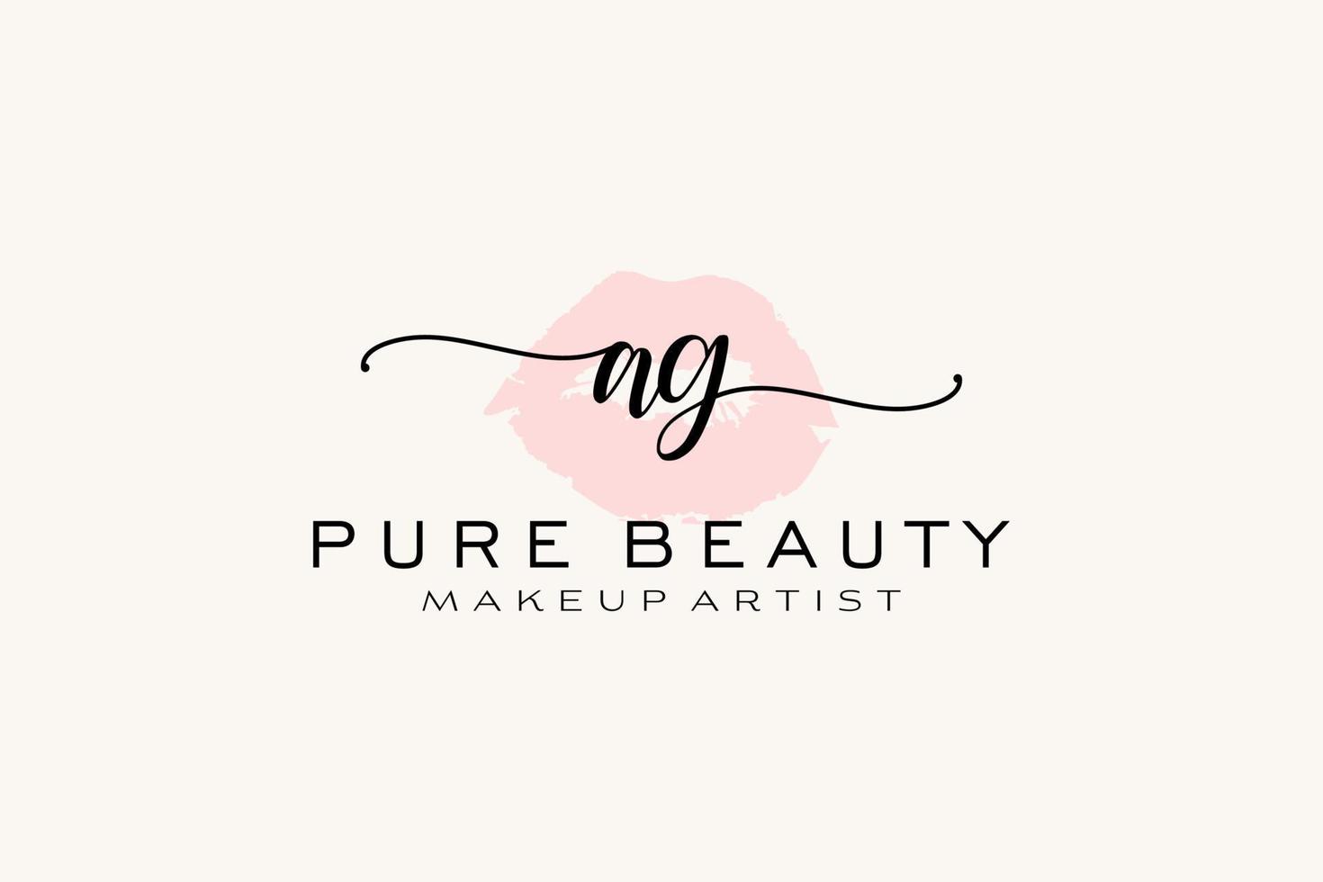 Initial AG Watercolor Lips Premade Logo Design, Logo for Makeup Artist Business Branding, Blush Beauty Boutique Logo Design, Calligraphy Logo with creative template. vector