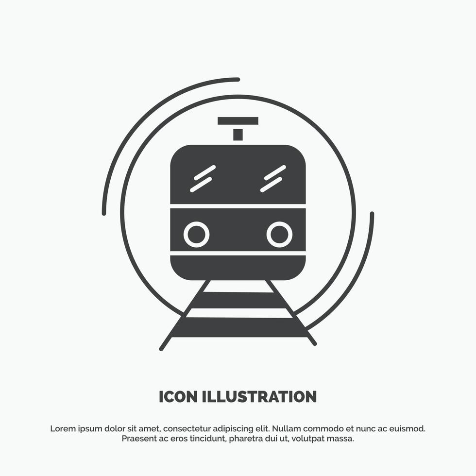 metro. tren. inteligente. público. icono de transporte símbolo gris vectorial de glifo para ui y ux. sitio web o aplicación móvil vector