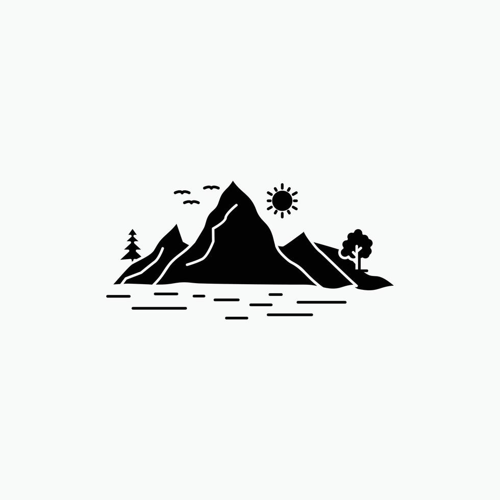 Nature. hill. landscape. mountain. tree Glyph Icon. Vector isolated illustration