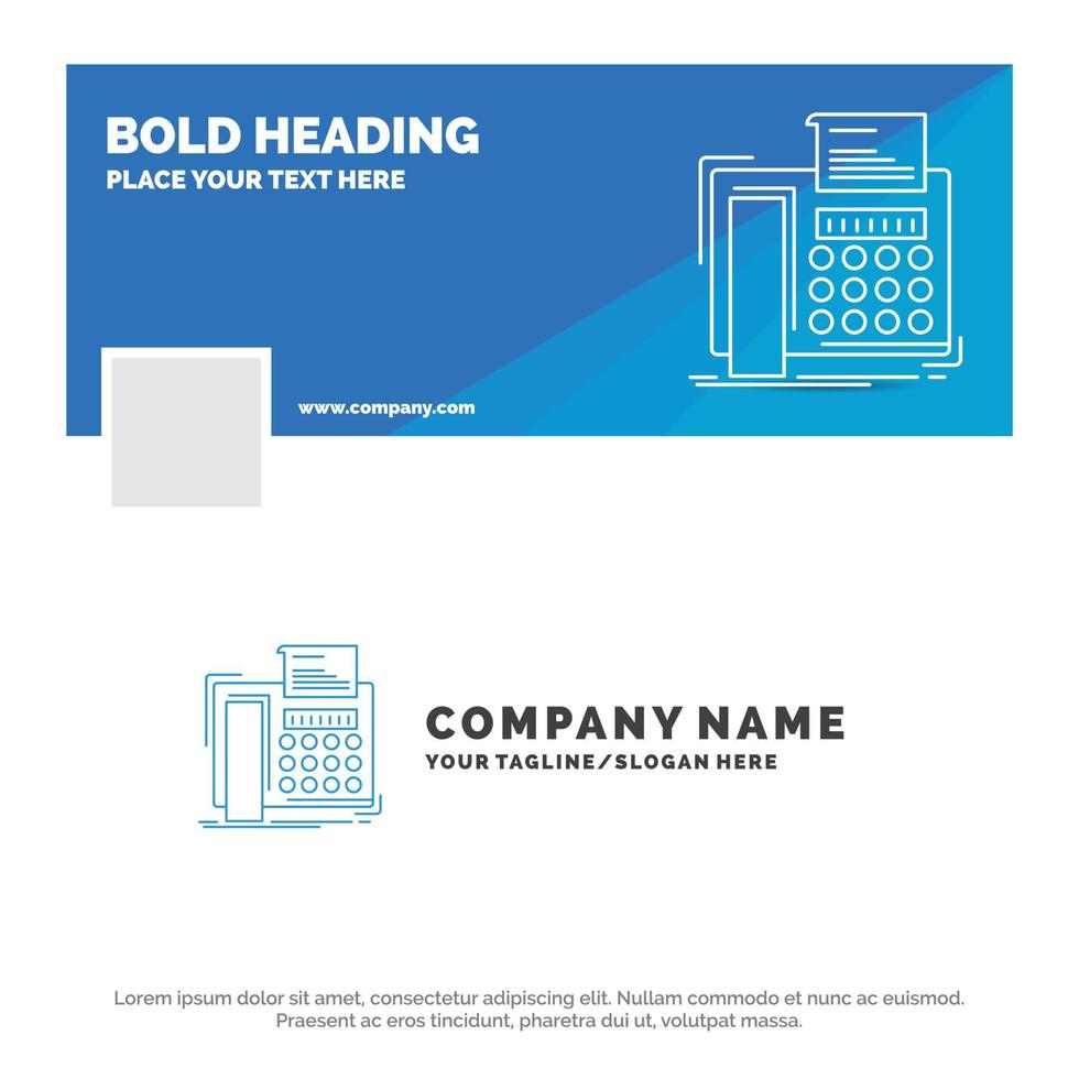 Blue Business Logo Template for fax. message. telephone. telefax. communication. Facebook Timeline Banner Design. vector web banner background illustration