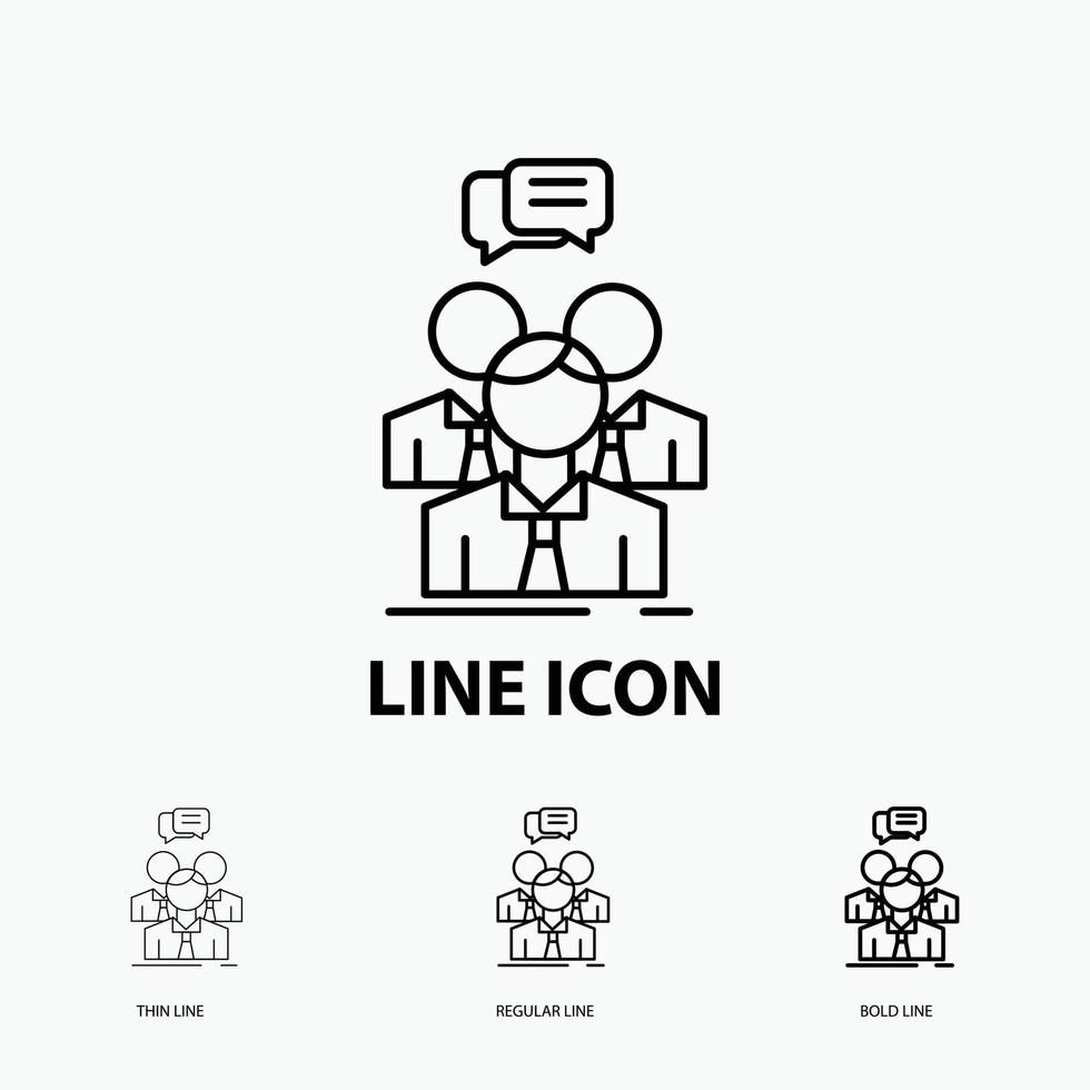 group. business. meeting. people. team Icon in Thin. Regular and Bold Line Style. Vector illustration