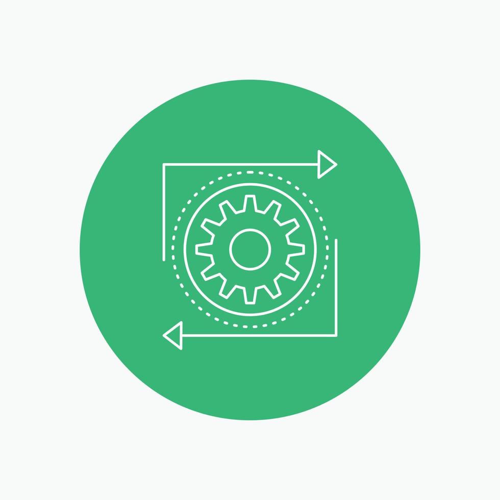 Business. gear. management. operation. process White Line Icon in Circle background. vector icon illustration