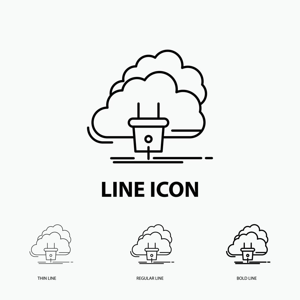 Cloud. connection. energy. network. power Icon in Thin. Regular and Bold Line Style. Vector illustration