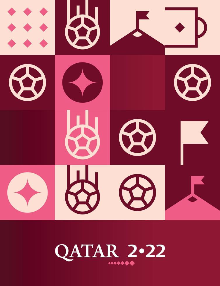 Geometric Poster Football Doha Qatar 2022 Creative. Soccer Web Flyer Template Background vector