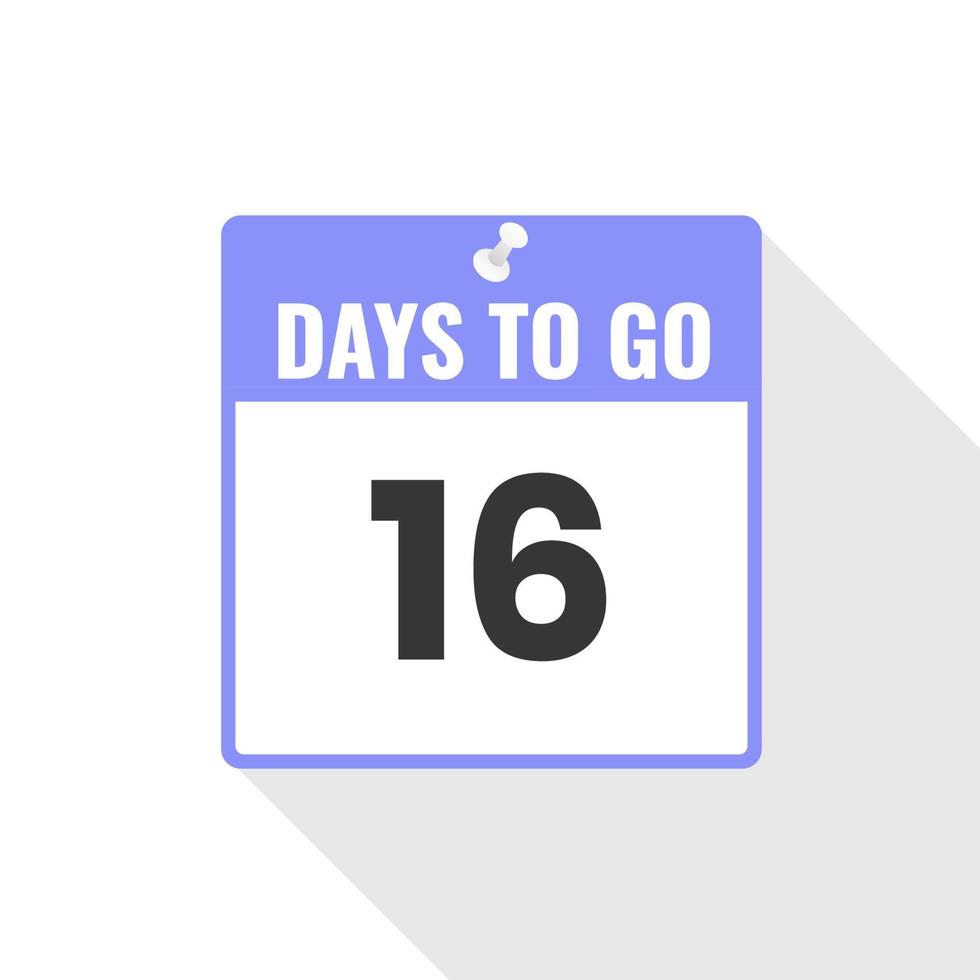 16 Days Left Countdown sales icon. 16 days left to go Promotional banner vector