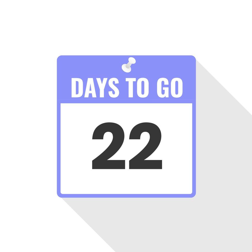 22 Days Left Countdown sales icon. 22 days left to go Promotional banner vector