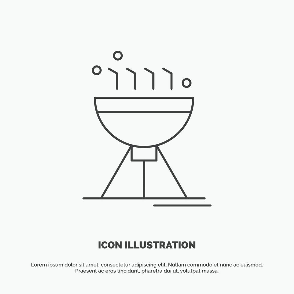 Cooking bbq. camping. food. grill Icon. Line vector gray symbol for UI and UX. website or mobile application