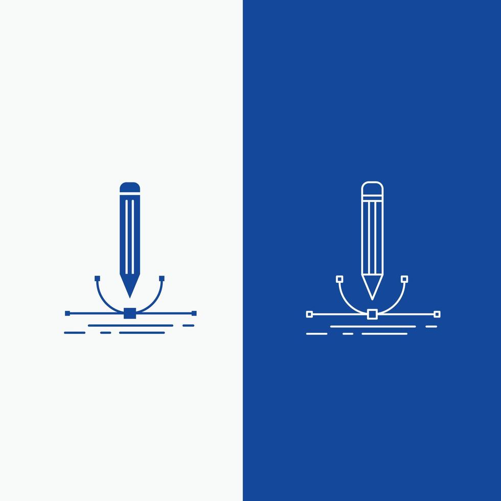 illustration. design. pen. graphic. draw Line and Glyph web Button in Blue color Vertical Banner for UI and UX. website or mobile application vector