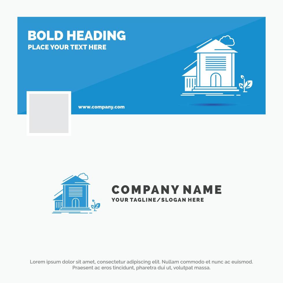 Blue Business Logo Template for Home. house. Apartment. building. office. Facebook Timeline Banner Design. vector web banner background illustration