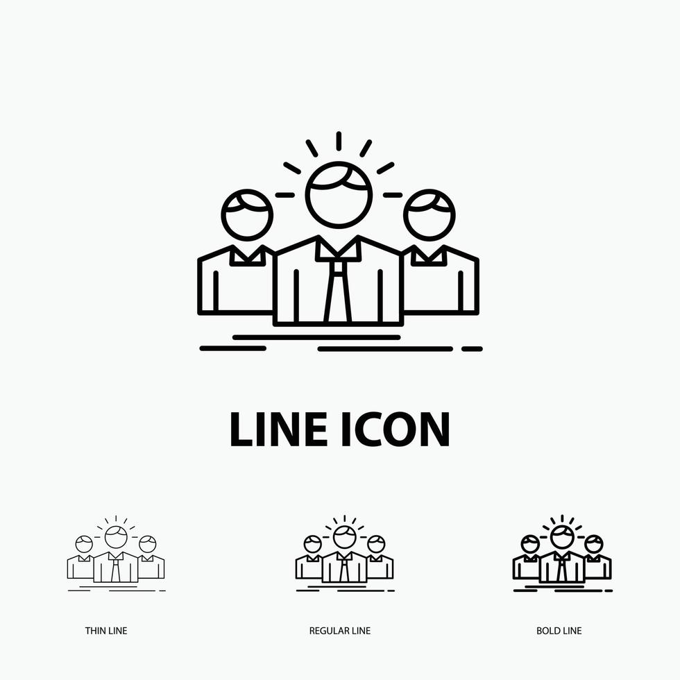 Business. career. employee. entrepreneur. leader Icon in Thin. Regular and Bold Line Style. Vector illustration