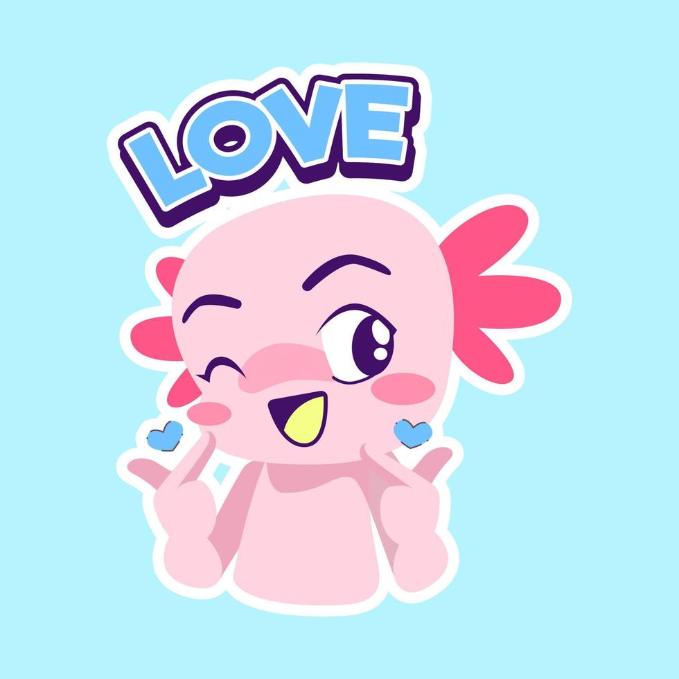 cute axolotl sticker vector set