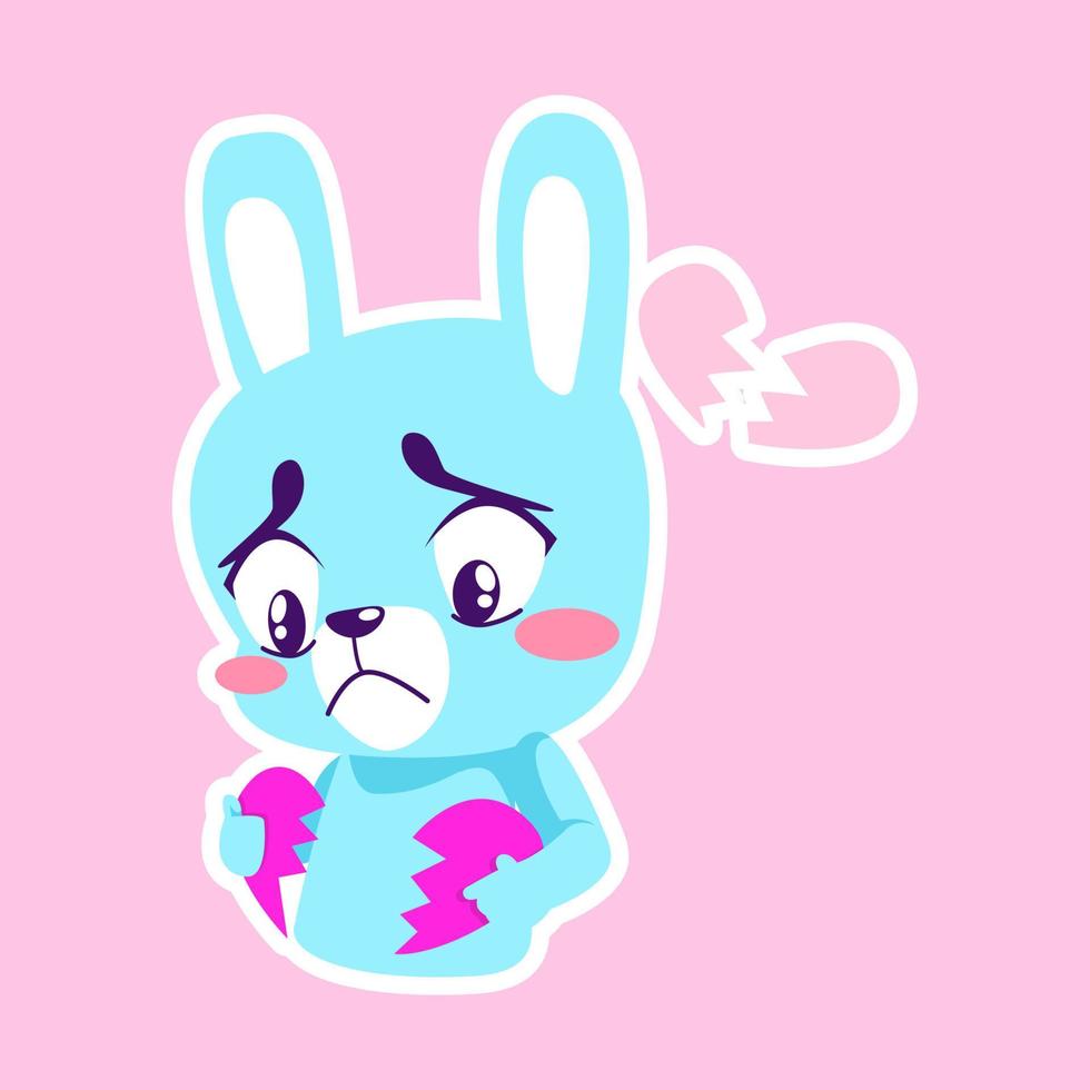 cute little bunny drawing cartoon, rabbit sticker vector