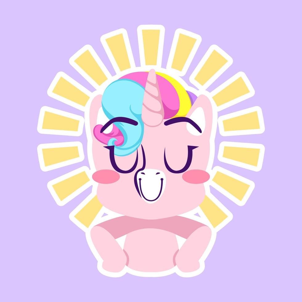 cute unicorn doodle sticker, unicorn illustration vector