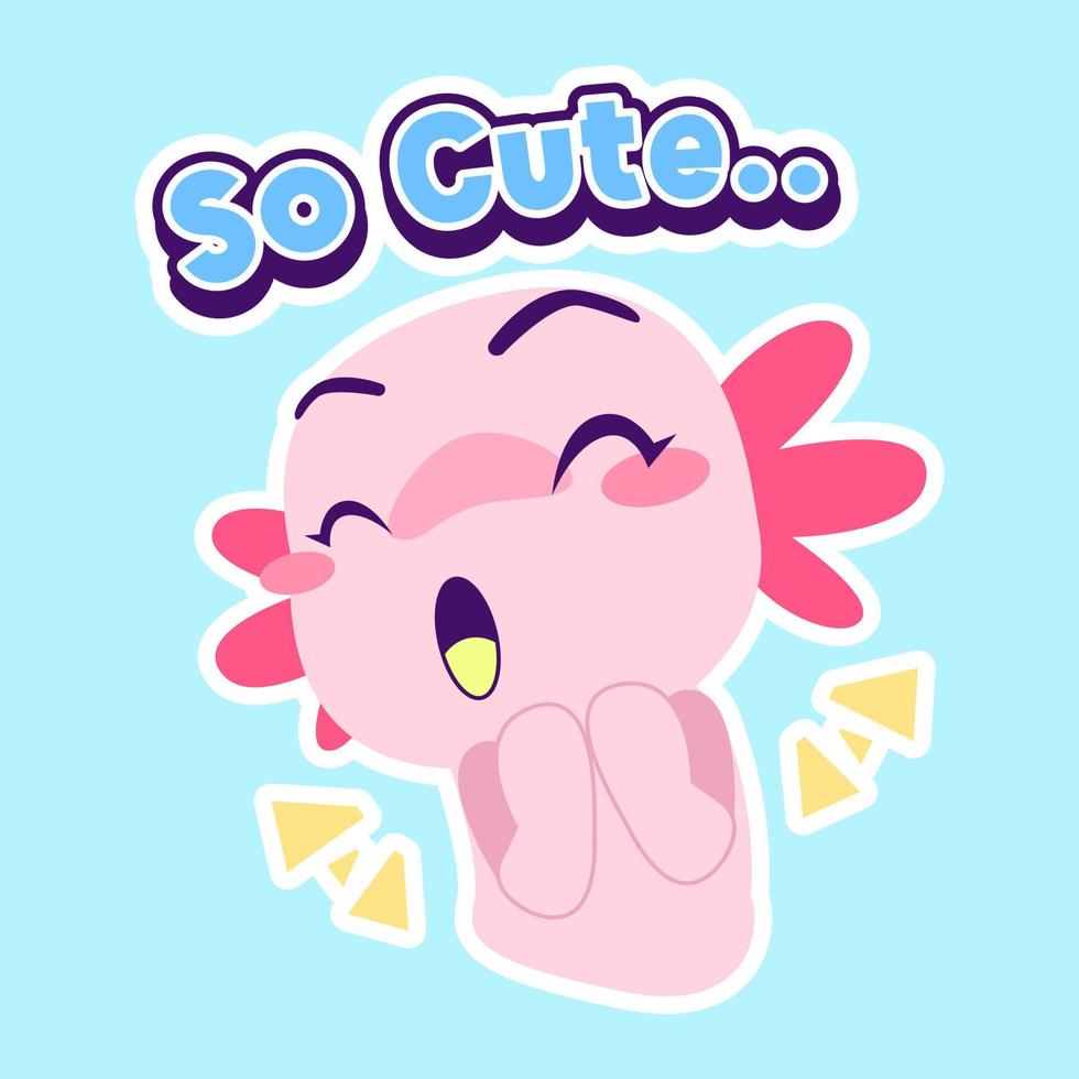cute axolotl sticker vector set