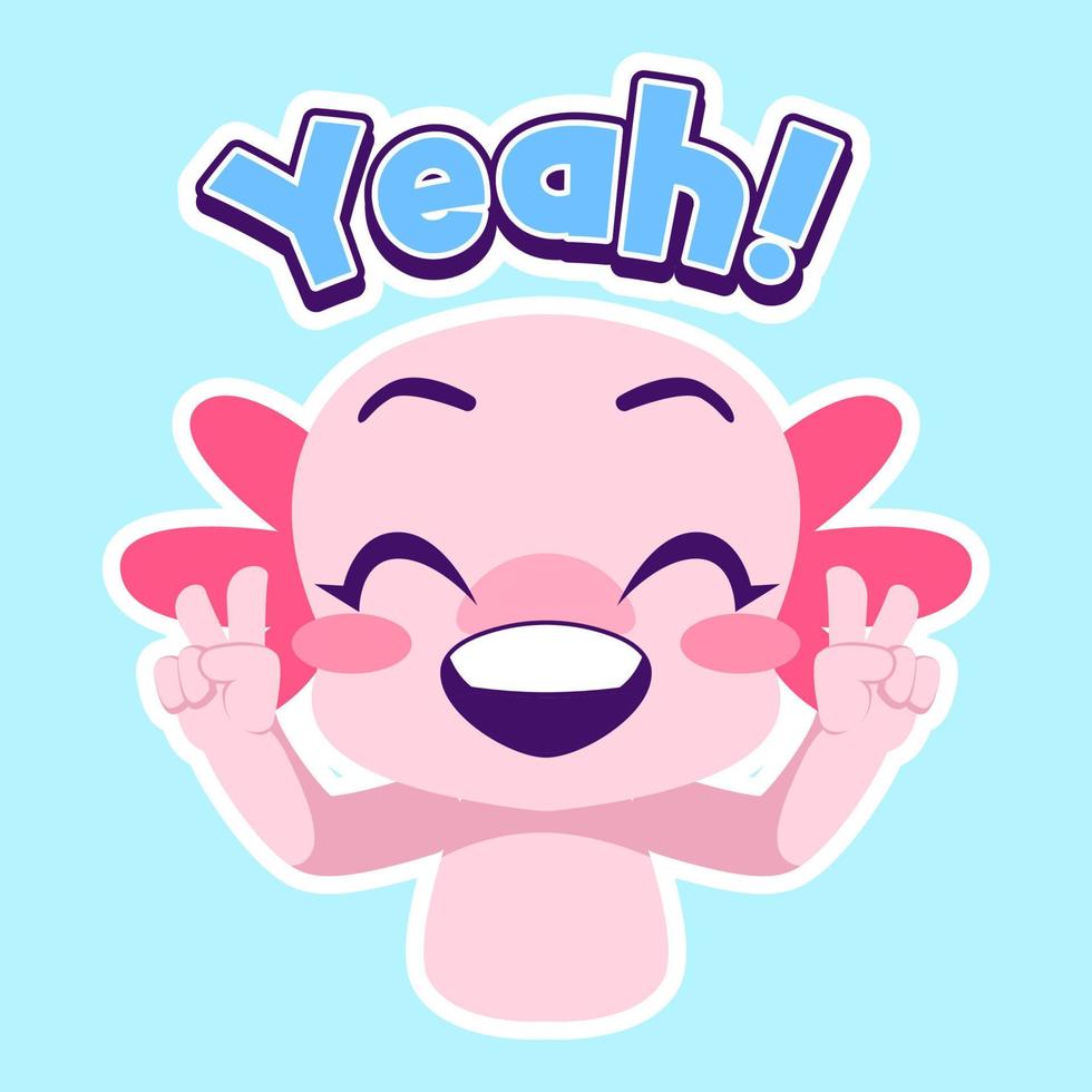 cute axolotl sticker vector set