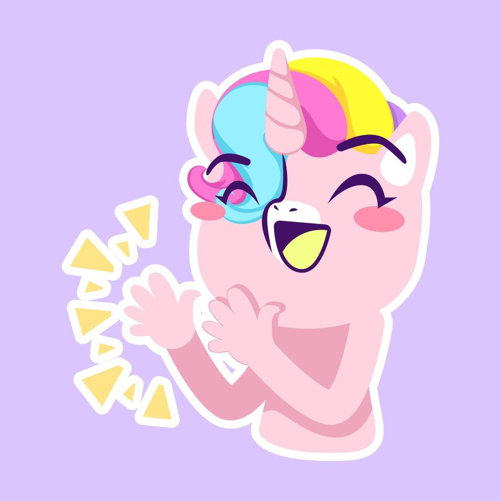 cute unicorn doodle sticker, unicorn illustration vector