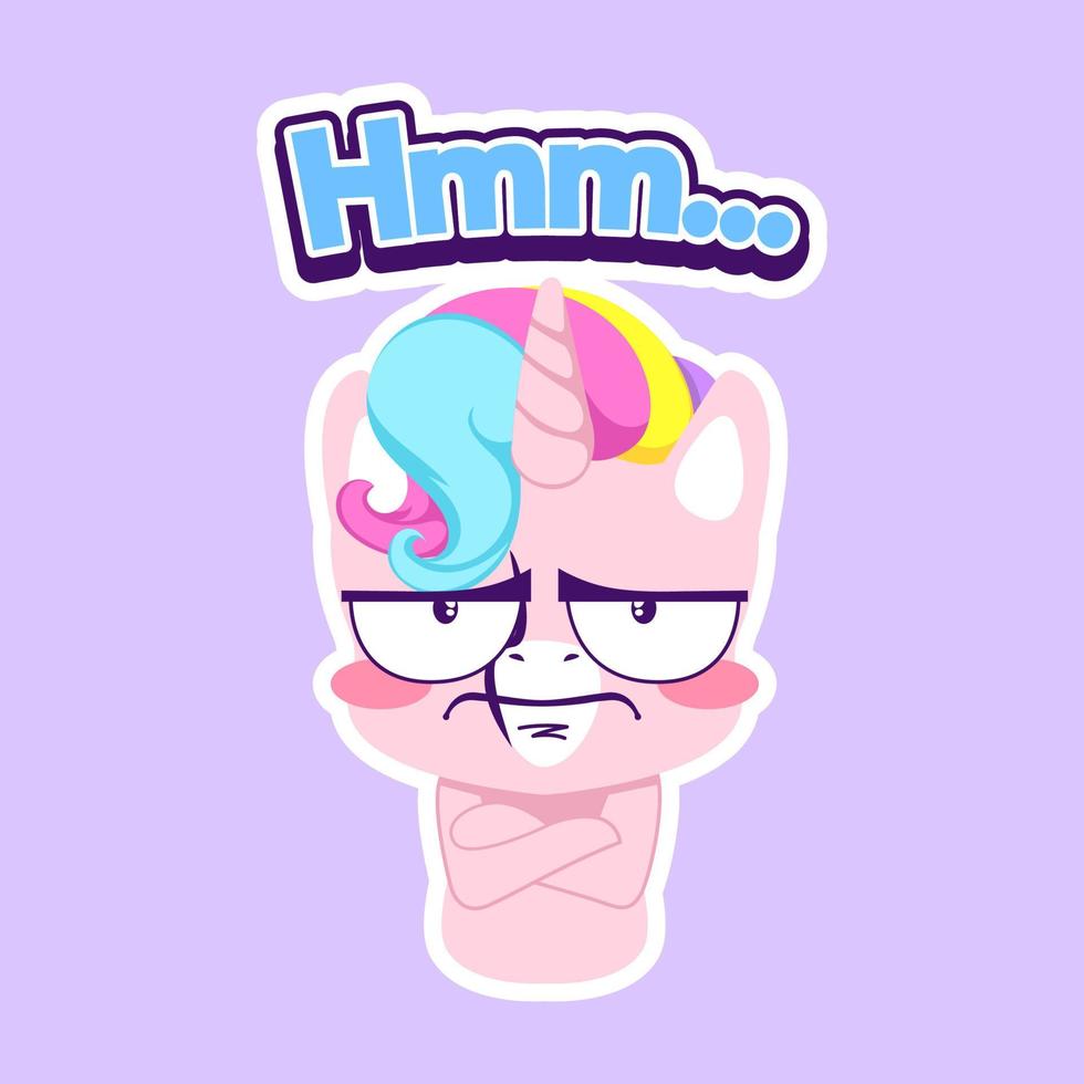 cute unicorn doodle sticker, unicorn illustration vector