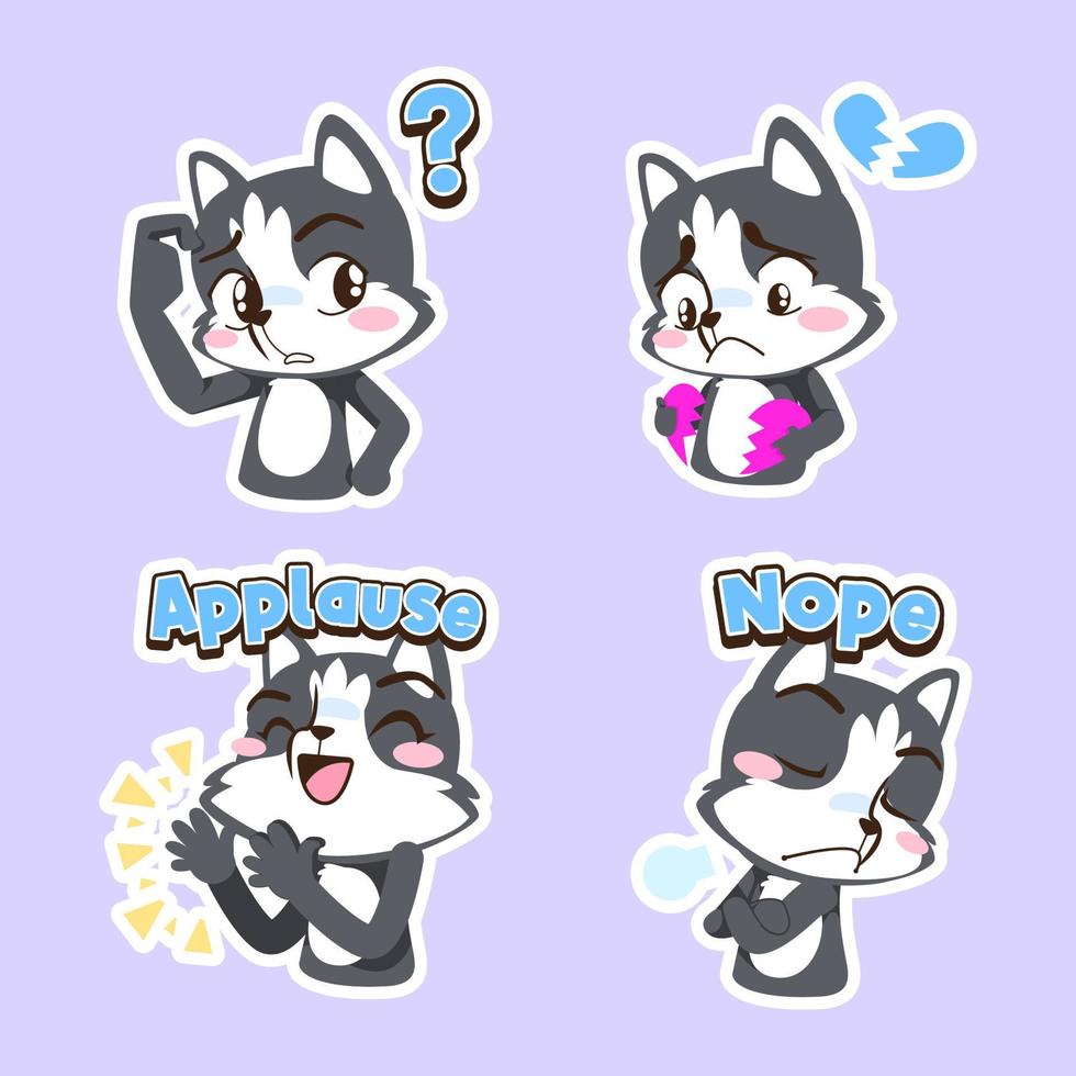 cute Husky dog vector sticker set