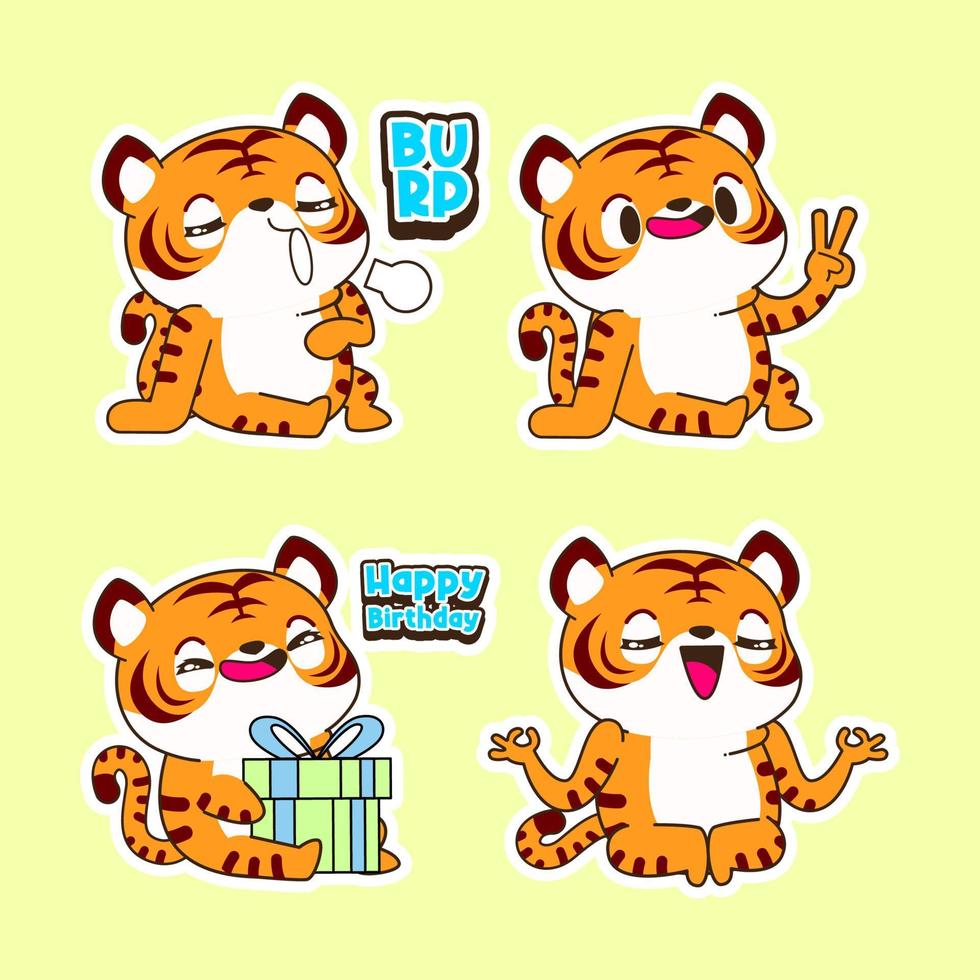 cute little tiger cartoon vector illustration