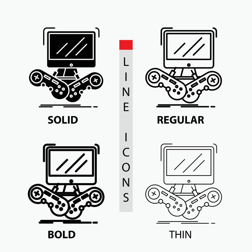 Game. gaming. internet. multiplayer. online Icon in Thin. Regular. Bold Line and Glyph Style. Vector illustration