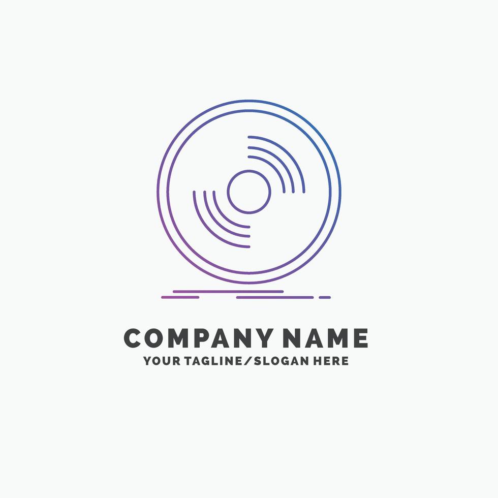 Disc. dj. phonograph. record. vinyl Purple Business Logo Template. Place for Tagline vector