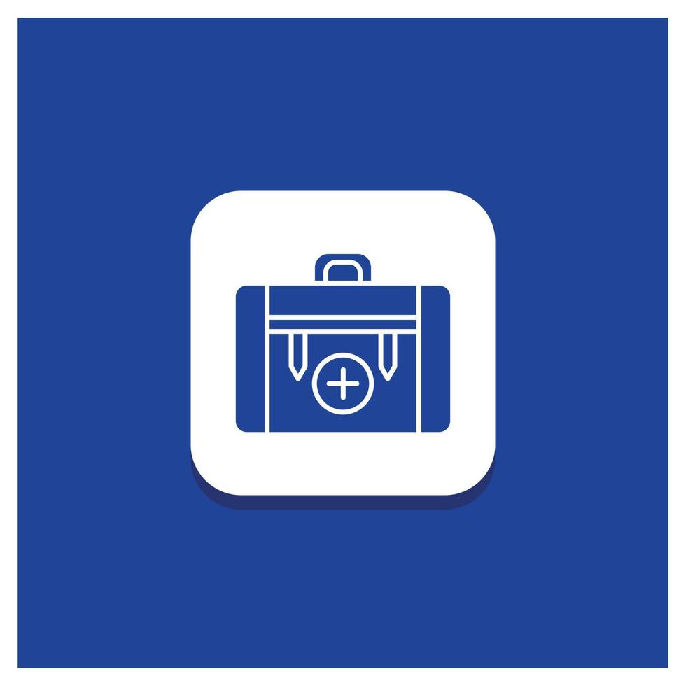 Blue Round Button for bag. camping. health. hiking. luggage Glyph icon vector