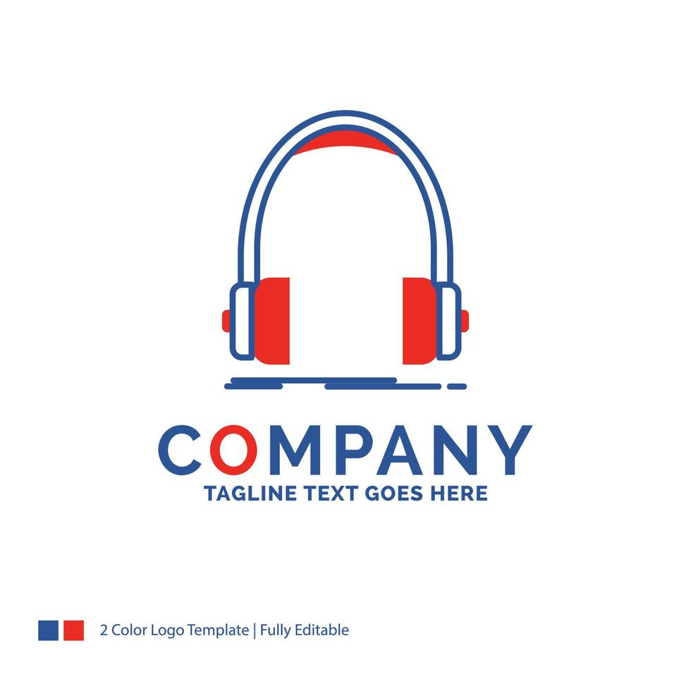 diseño del logotipo del nombre de la empresa para audio. auricular. auriculares. monitor. estudio. diseño de marca azul y rojo con lugar para eslogan. plantilla de logotipo creativo abstracto para pequeñas y grandes empresas. vector