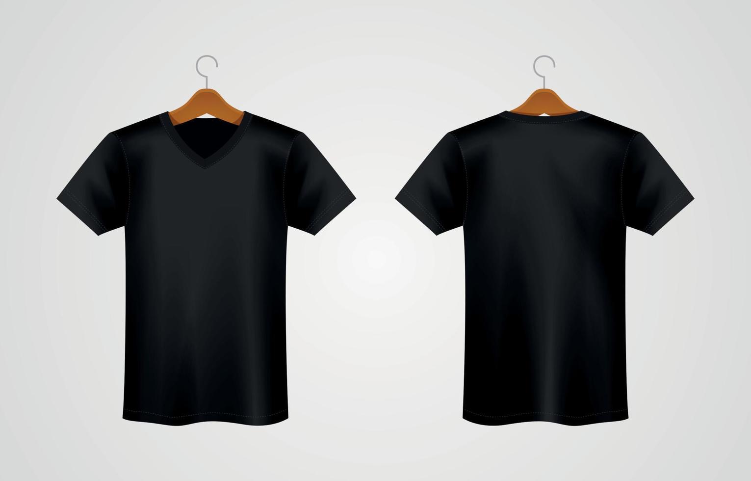 maqueta realista de camiseta negra con cuello redondo vector