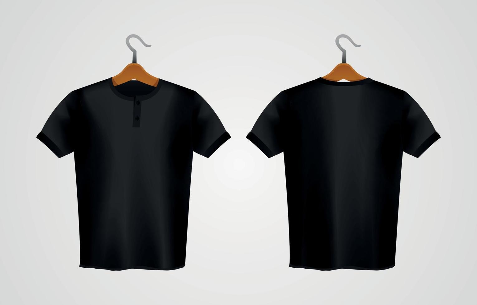 Realistic Black Henley T-Shirt Mock Up vector